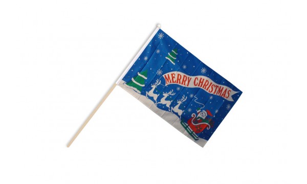 Merry Christmas Blue Hand Flags